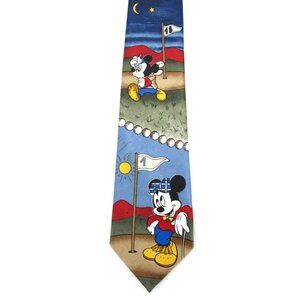 Vintage 90s Disney Men's Tie MICKEY UNLIMITED Mickey Golfing 54x4